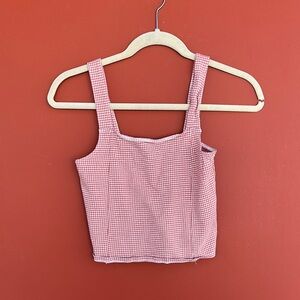 Pink Ribbed Crop Tank Top